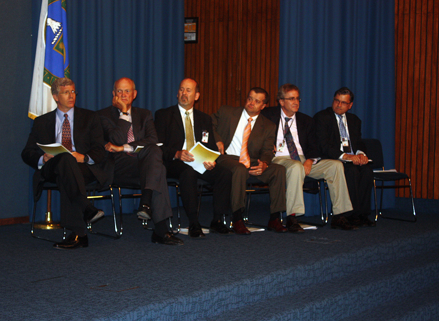 Department of Energy leadership sitting on the stage at the PECASE awards