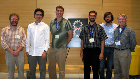 The principal investigators of this study together at the recent 8th Peptoid Summit at the Berkeley Lab Molecular Foundry. From Left to Right: Ron ZuckermanThe principal investigators of this study together at the recent 8th Peptoid Summit at the Berkeley Lab Molecular Foundry. From Left to Right: Ron Zuckermann, Kent Kirshenbaum, Glenn Butterfoss, Vincent Voelz, Richard Bonnaeu, Ken Dill.n, Kent Kirshenbaum, Glenn Butterfoss, Vincent Voelz, Richard Bonnaeu, Ken Dill.