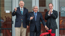 Cutting the ribbon to the General Purpose Laboratory are (l-r) Berkeley Mayor Tom Bates, Energy Secretary Moniz, Berkeley Lab Director Paul Alivisatos.