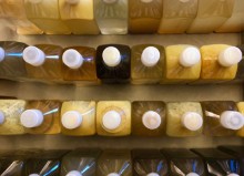 Samples of the fluids produced at a hydraulic fracturing site. Credit: Kaela Amundson, CSU