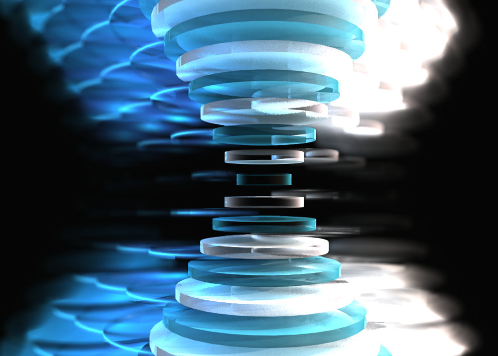 SLAC/Stanford researchers have switched a material in and out of a topological state with novel electronic properties. The scientists controlled the switch with an invisible form of light, called terahertz radiation, which made layers of the material swing back and forth. (Edbert Sie/Stanford University; Ella Maru Studio)