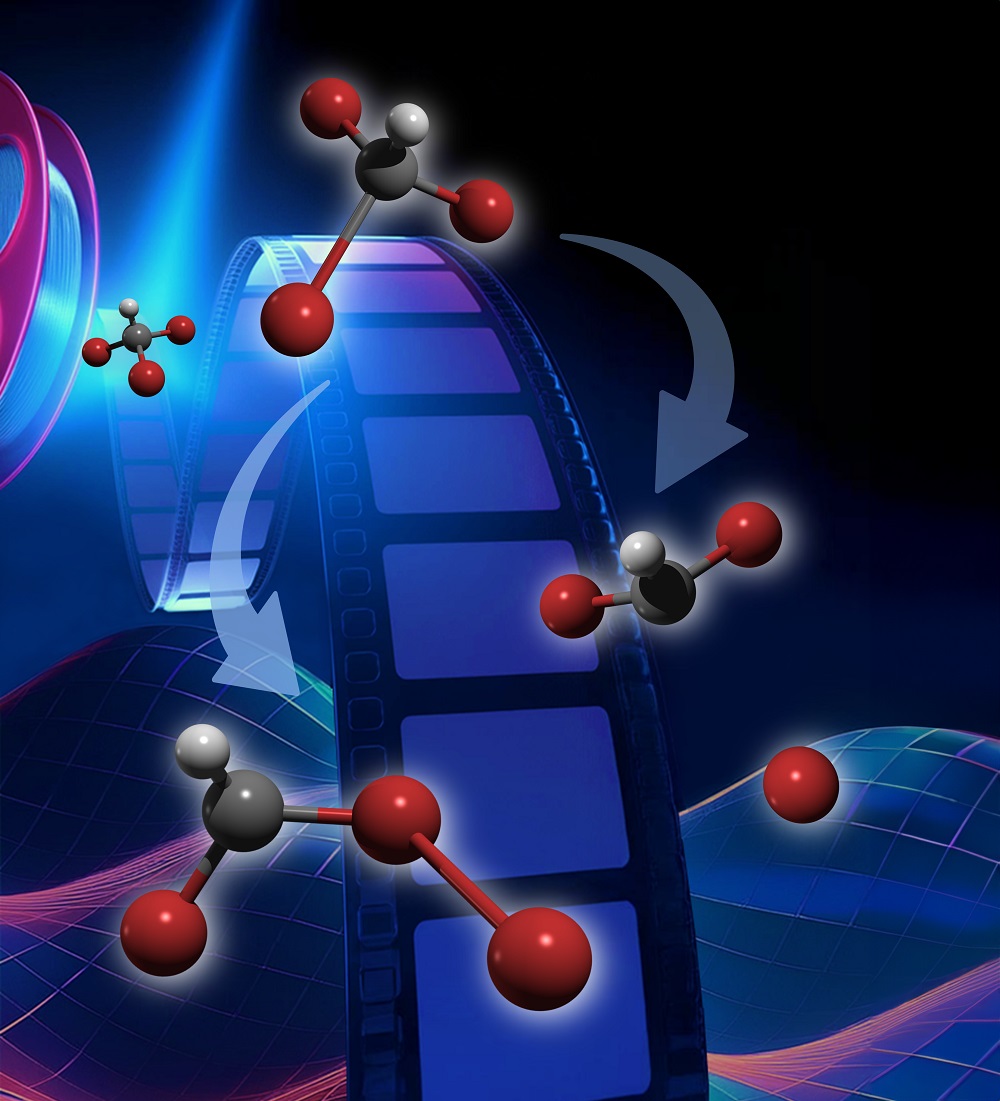 A long-predicted ultrafast isomerization in the UV photochemistry of bromoform is visualized for the first time by femtosecond time-resolved electron diffraction. At 267 nm excitation, the reaction pathway surpasses direct dissociation by a 60:40 margin.