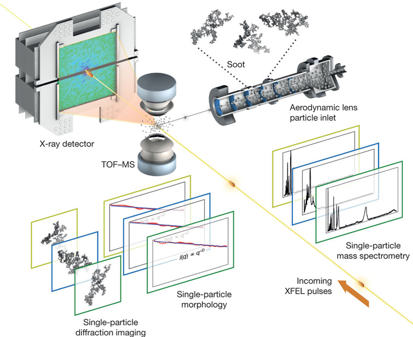 Image of simulated soot particle courtesy of N. D. Loh and A. Freeberg, SLAC National Accelerator Laboratory.
