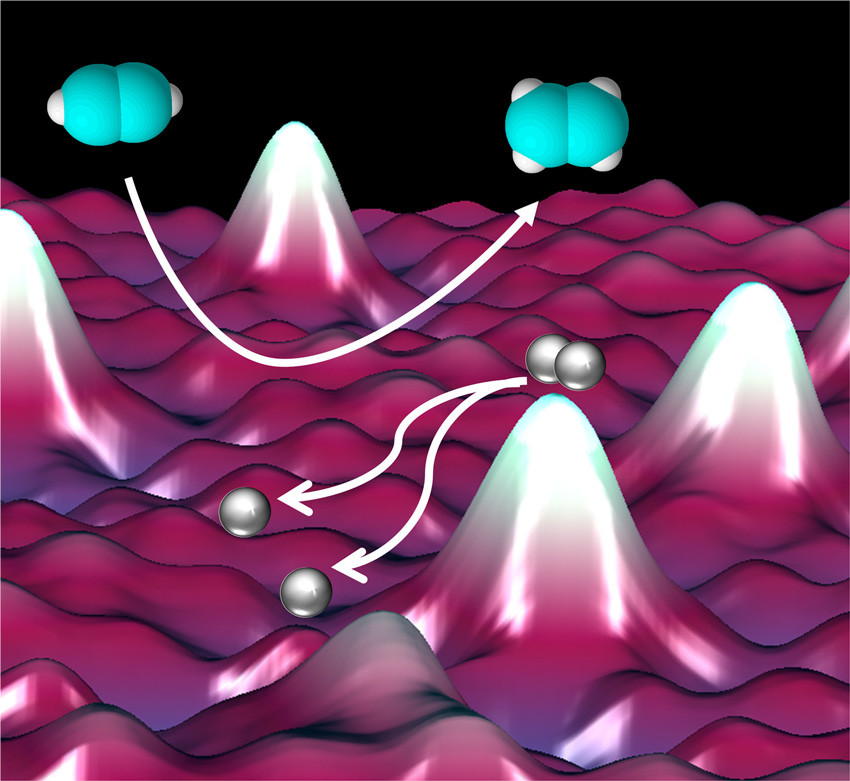Scanning Tunneling Microscope Image Showing Atomically Dispersed Palladium Atoms in a Copper Surface.
