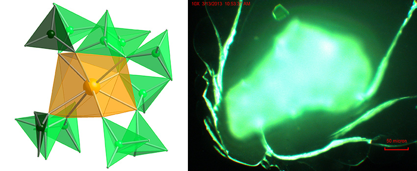 The polyborate anions wrap up the californium cations and bond to it at eight different sites.