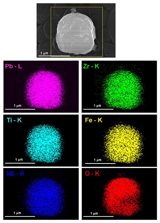 Using a scanning electron microscope, the identity of individual elements that make up a single grain of a material can be mapped from the x-rays emitted by the interactions of high energy electrons with the material.